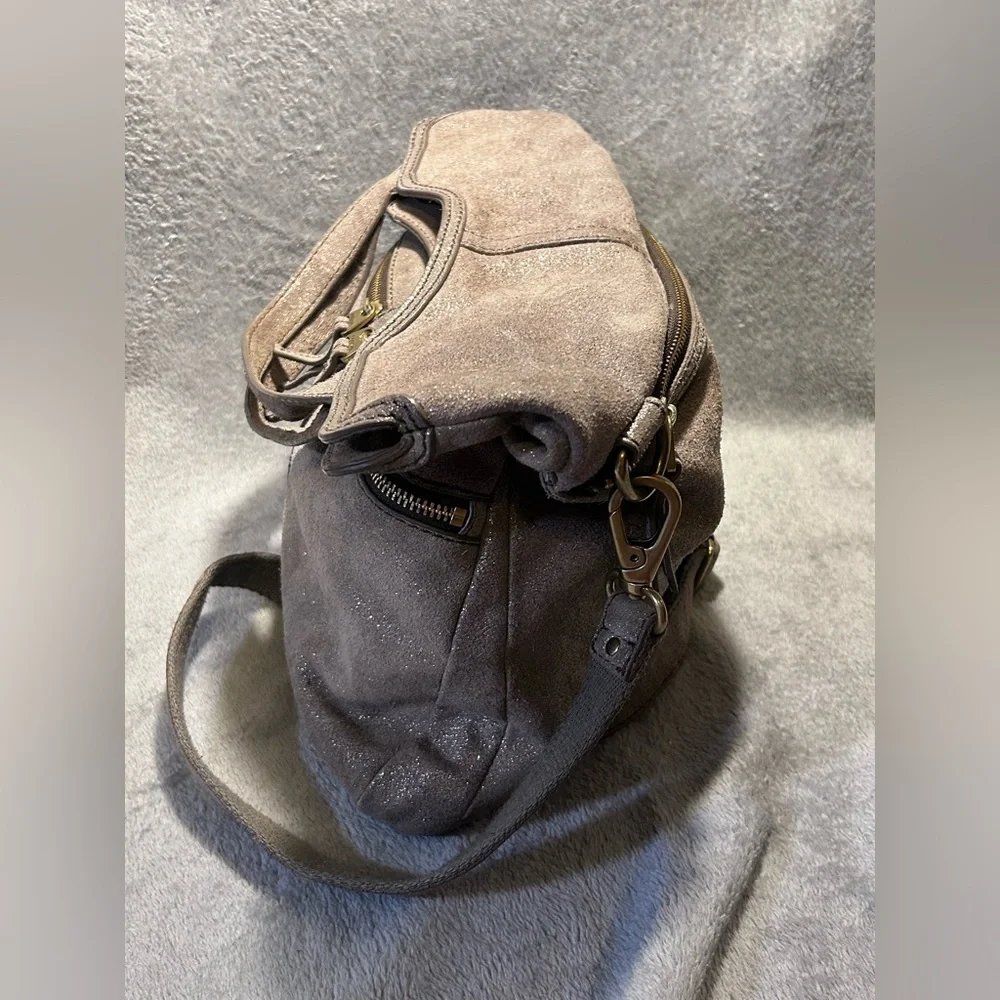 Fossil Full Shimmery Suede Convertible Hobo/Tote - Picture 7 of 10